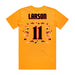Back angle of the Asha Larson MAS Kansas City Kings Wheelchair Basketball Amplife Gold T-Shirt against a white background