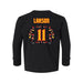 Back angle of the Asha Larson MAS Kansas City Kings Wheelchair Basketball Amplife Toddler Black Long Sleeve T-Shirt against a white background