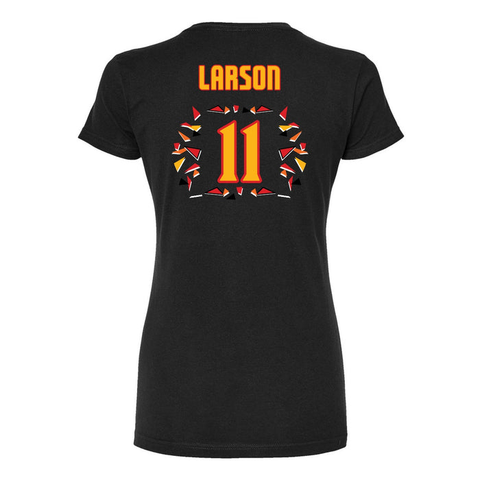 Back angle of the Asha Larson MAS Kansas City Kings Wheelchair Basketball Amplife Women's Black Slim T-Shirt against a white background