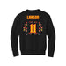 Back angle of the Asha Larson MAS Kansas City Kings Wheelchair Basketball Amplife Youth Black Crewneck Sweatshirt against a white background