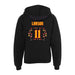Back angle of the Asha Larson MAS Kansas City Kings Wheelchair Basketball Amplife Youth Black Hoodie against a white background