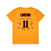 Back angle of the Asha Larson MAS Kansas City Kings Wheelchair Basketball Amplife Youth Gold T-Shirt against a white background