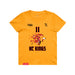 Front angle of the Asha Larson MAS Kansas City Kings Wheelchair Basketball Amplife Youth Gold T-Shirt against a white background