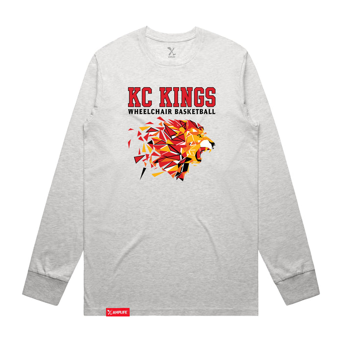 MAS Kansas City Kings Wheelchair Basketball Lion Ash Heather Grey Long Sleeve T-Shirt on a white background