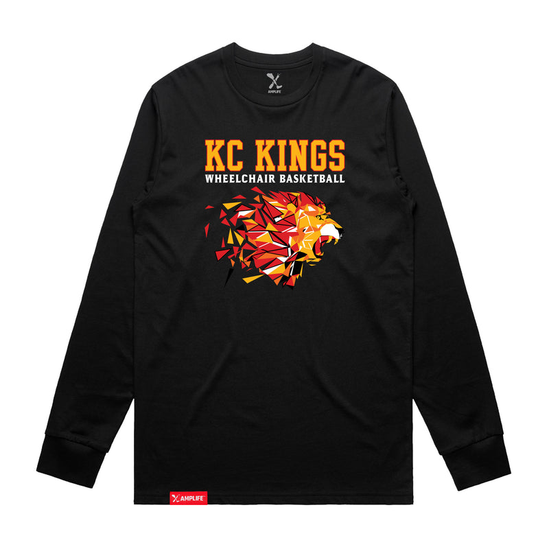 MAS Kansas City Kings Wheelchair Basketball Lion Black Long Sleeve T-Shirt on a white background