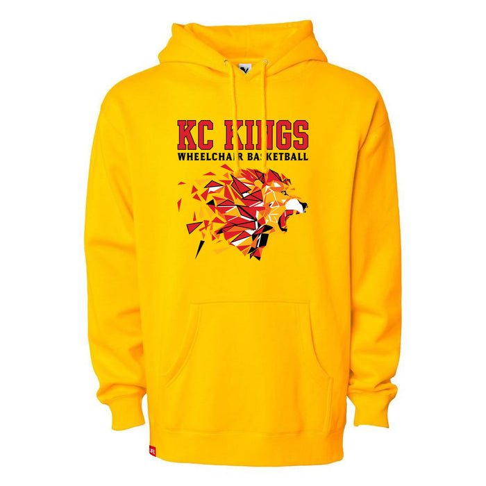 MAS Kansas City Kings Wheelchair Basketball Lion Gold Hoodie on a white background