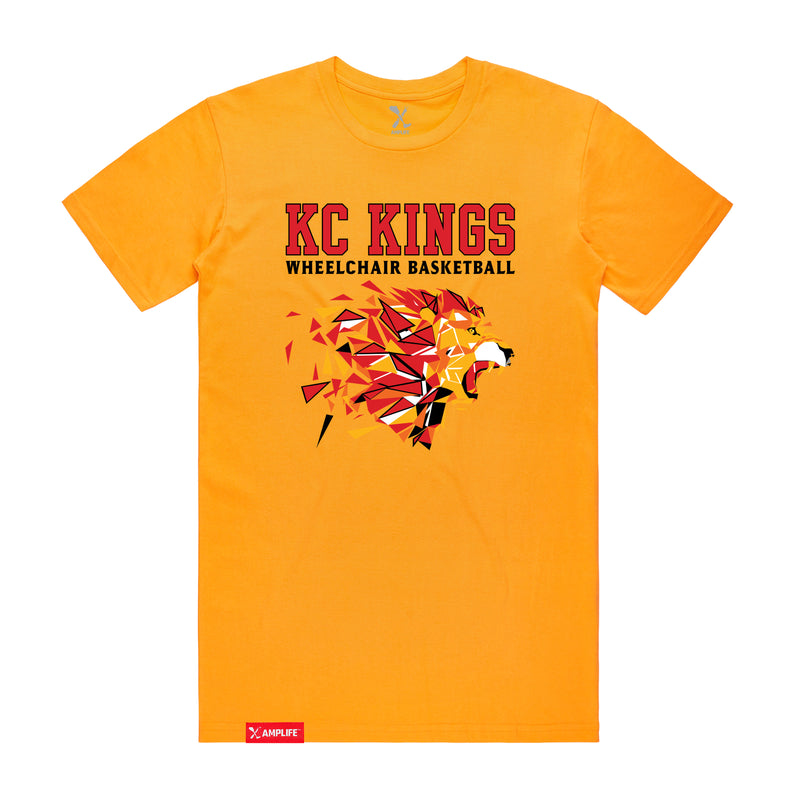 MAS Kansas City Kings Wheelchair Basketball Lion Gold T-Shirt on a white background