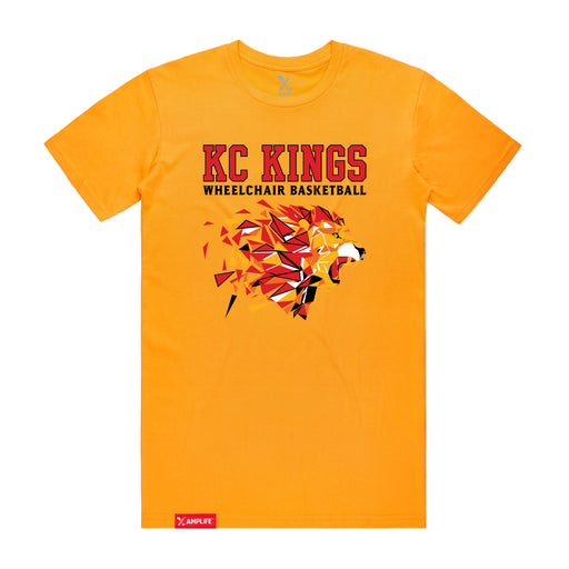 MAS Kansas City Kings Wheelchair Basketball Lion Gold T-Shirt on a white background