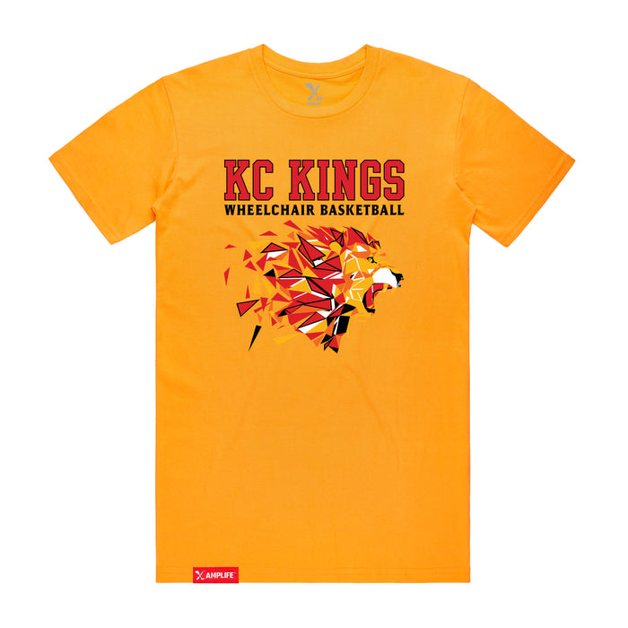 MAS Kansas City Kings Wheelchair Basketball Lion Gold T-Shirt on a white background
