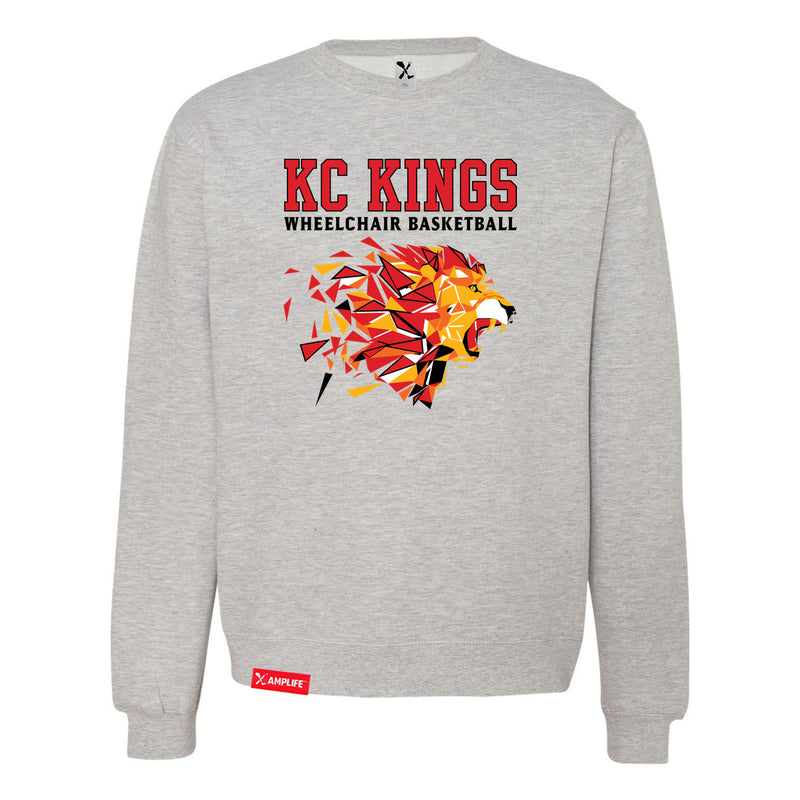 MAS Kansas City Kings Wheelchair Basketball Lion Heather Grey Crewneck Sweatshirt on a white background