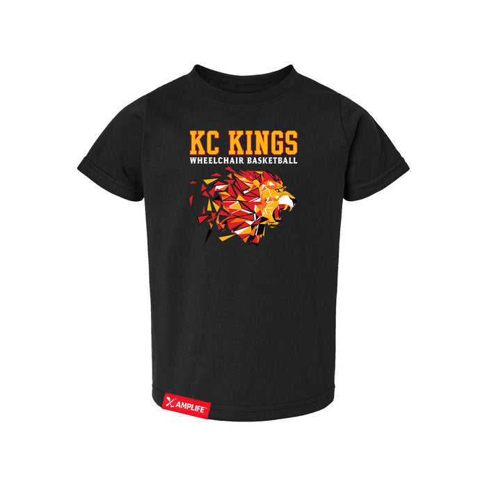 MAS Kansas City Kings Wheelchair Basketball Lion Toddler Black T-Shirt on a white background