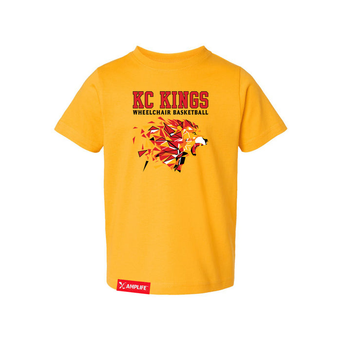 MAS Kansas City Kings Wheelchair Basketball Lion Toddler Gold T-Shirt on a white background