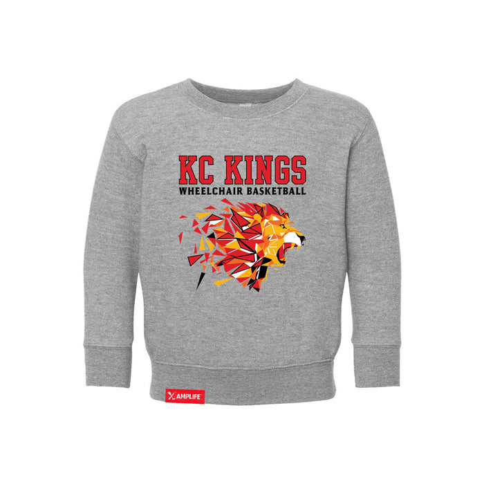 MAS Kansas City Kings Wheelchair Basketball Lion Toddler Heather Grey Crewneck Sweatshirt on a white background