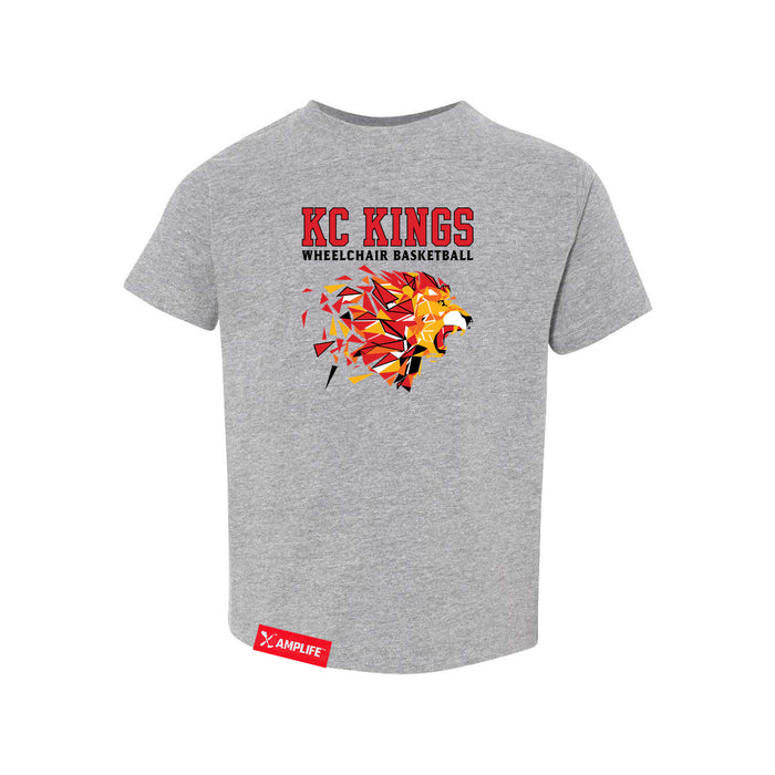 MAS Kansas City Kings Wheelchair Basketball Lion Toddler Heather Grey T-Shirt on a white background