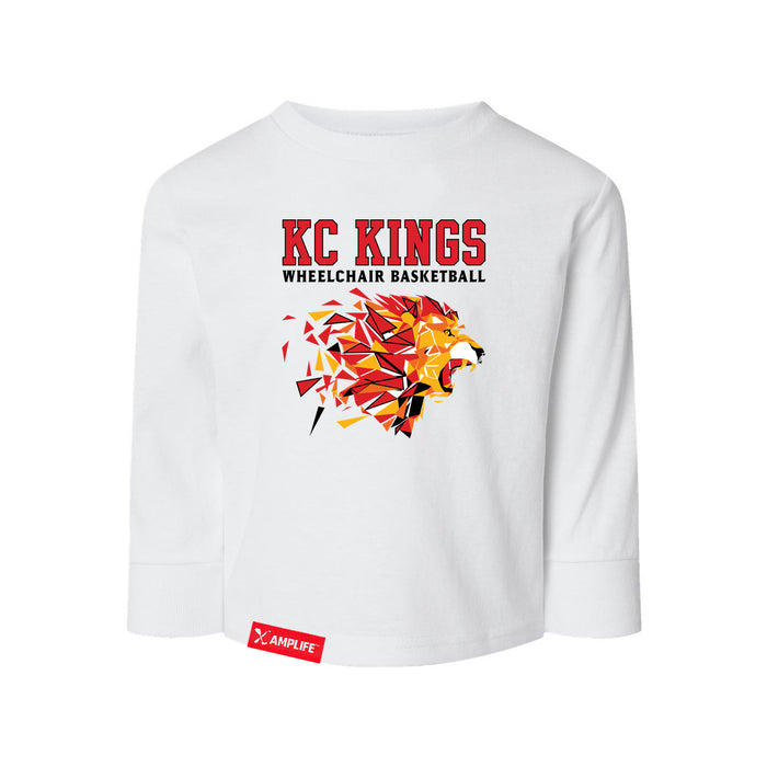 MAS Kansas City Kings Wheelchair Basketball Lion Toddler White Long Sleeve T-Shirt on a white background