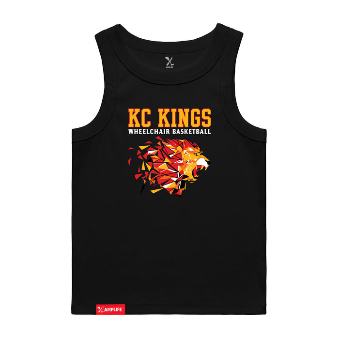 MAS Kansas City Kings Wheelchair Basketball Lion Women's Black Organic Tank Top on a white background