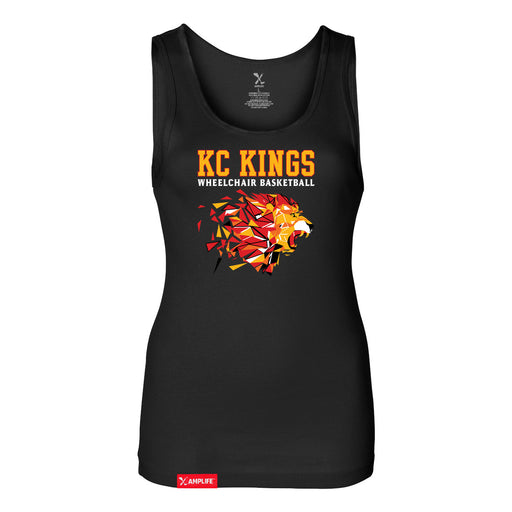 MAS Kansas City Kings Wheelchair Basketball Lion Women's Black Slim Micro Rib Tank Top on a white background