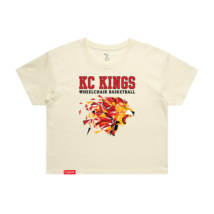 MAS Kansas City Kings Wheelchair Basketball Lion Women's Butter Crop T-Shirt on a white background