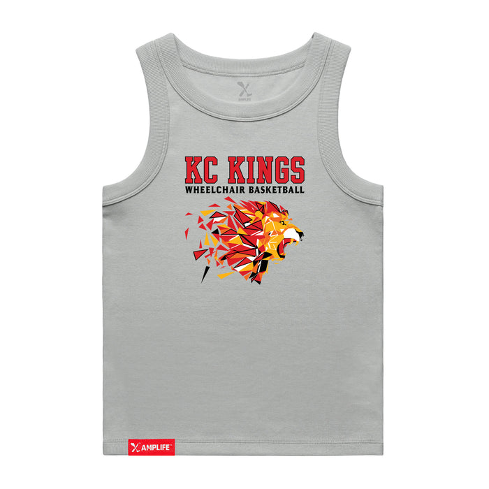 MAS Kansas City Kings Wheelchair Basketball Lion Women's Grey Organic Tank Top on a white background