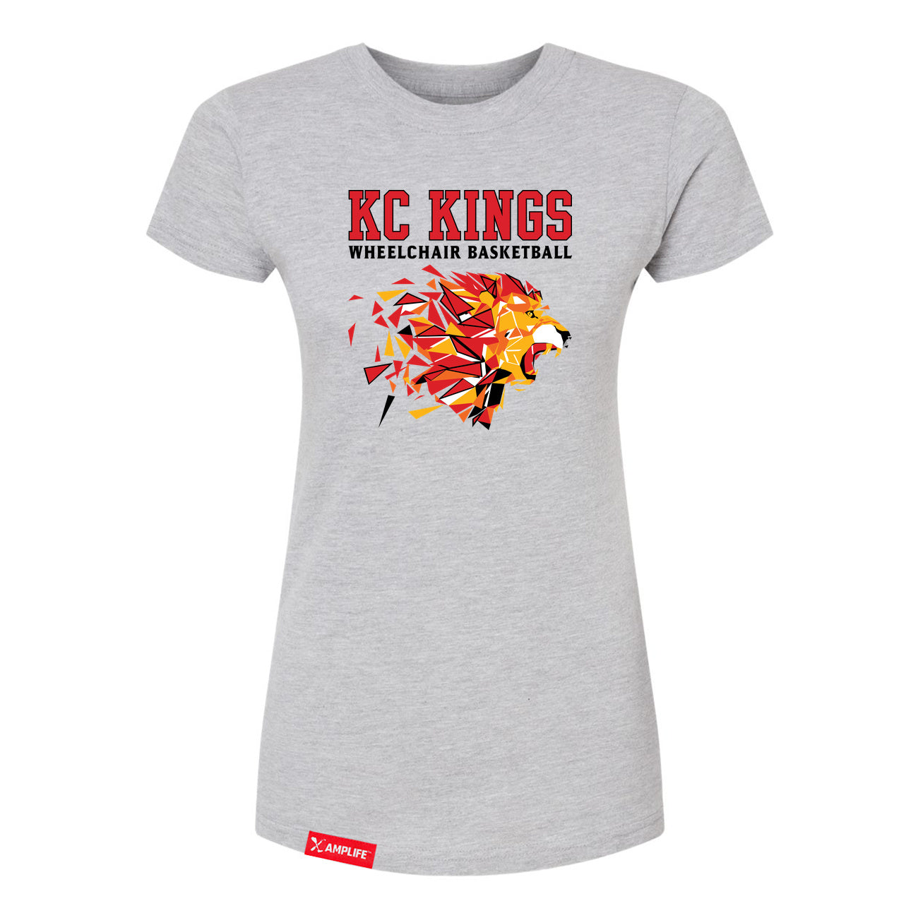 MAS Kansas City Kings Wheelchair Basketball Lion Women's Heather Grey Slim T-Shirt on a white background