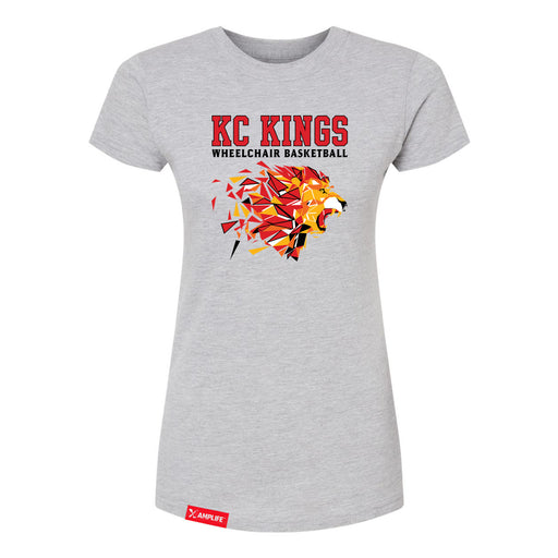 MAS Kansas City Kings Wheelchair Basketball Lion Women's Heather Grey Slim T-Shirt on a white background