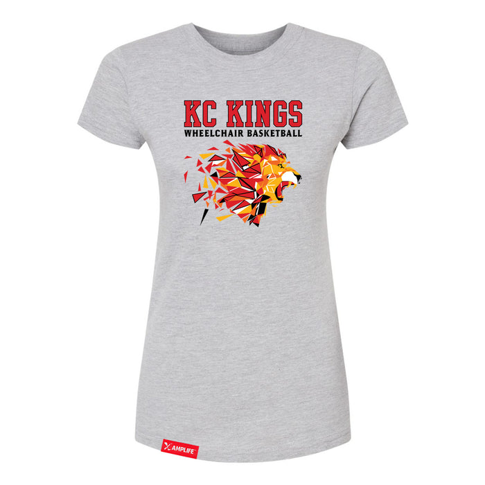 MAS Kansas City Kings Wheelchair Basketball Lion Women's Heather Grey Slim T-Shirt on a white background