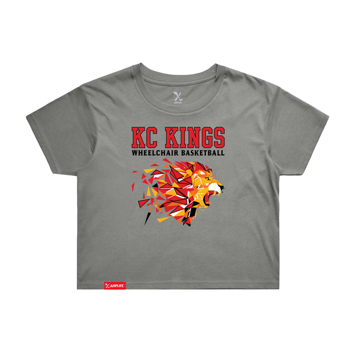 MAS Kansas City Kings Wheelchair Basketball Lion Women's Shadow Crop T-Shirt on a white background