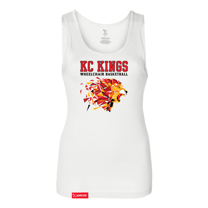 MAS Kansas City Kings Wheelchair Basketball Lion Women's White Slim Micro Rib Tank Top on a white background