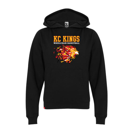 MAS Kansas City Kings Wheelchair Basketball Lion Youth Black Hoodie on a white background