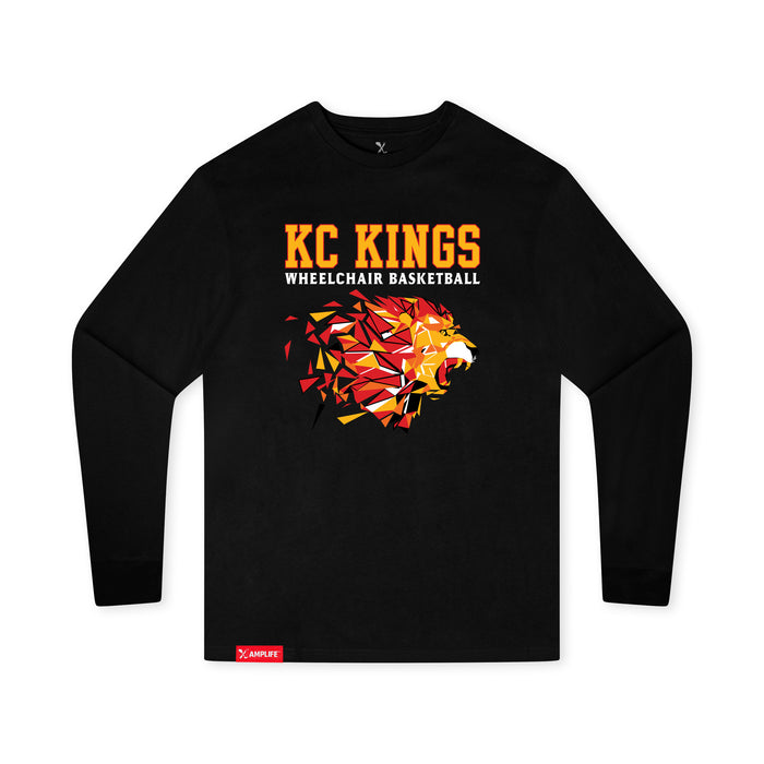 MAS Kansas City Kings Wheelchair Basketball Lion Youth Black Long Sleeve T-Shirt on a white background