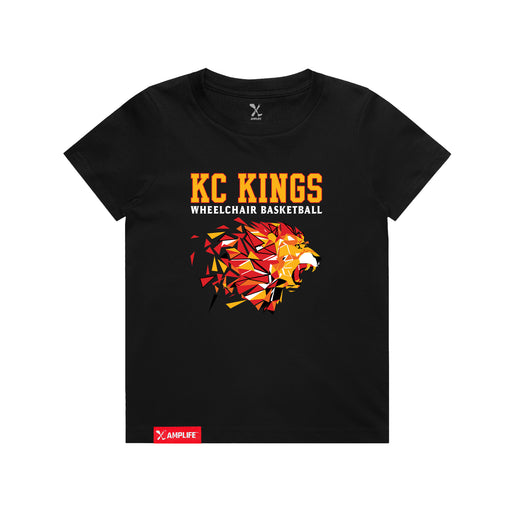 MAS Kansas City Kings Wheelchair Basketball Lion Youth Black T-Shirt on a white background