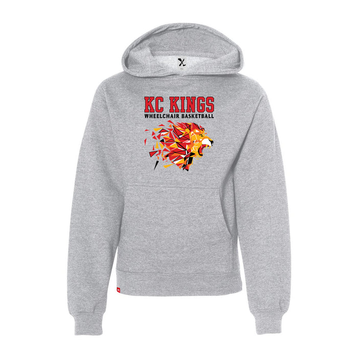 MAS Kansas City Kings Wheelchair Basketball Lion Youth Heather Grey Hoodie on a white background