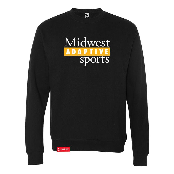 MAS Kansas City Kings Wheelchair Basketball MAS Logo Black Crewneck Sweatshirt on a white background