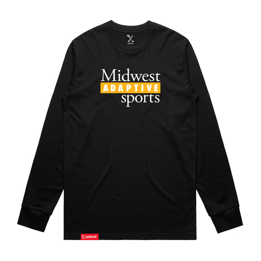 MAS Kansas City Kings Wheelchair Basketball MAS Logo Black Long Sleeve T-Shirt on a white background