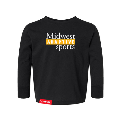 MAS Kansas City Kings Wheelchair Basketball MAS Logo Toddler Black Long Sleeve T-Shirt on a white background