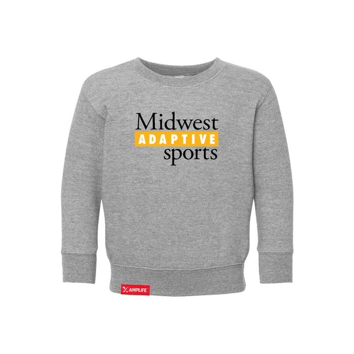 MAS Kansas City Kings Wheelchair Basketball MAS Logo Toddler Heather Grey Crewneck Sweatshirt on a white background