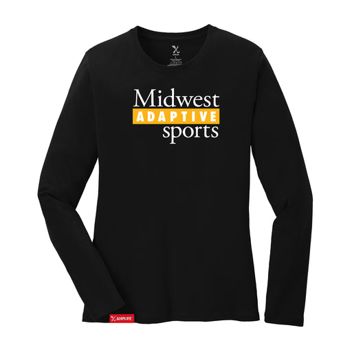MAS Kansas City Kings Wheelchair Basketball MAS Logo Women's Black Long Sleeve T-Shirt on a white background