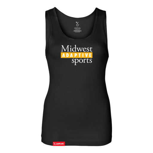 MAS Kansas City Kings Wheelchair Basketball MAS Logo Women's Black Slim Micro Rib Tank Top on a white background