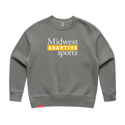 MAS Kansas City Kings Wheelchair Basketball MAS Logo Women's Grey Modern Crewneck Sweatshirt on a white background