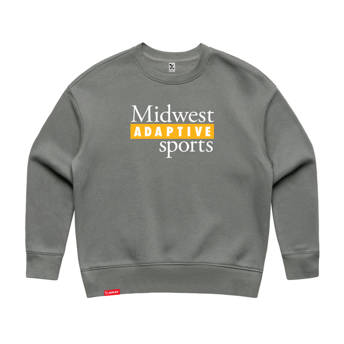 MAS Kansas City Kings Wheelchair Basketball MAS Logo Women's Grey Modern Crewneck Sweatshirt on a white background