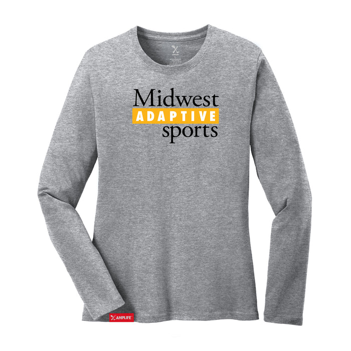 MAS Kansas City Kings Wheelchair Basketball MAS Logo Women's Heather Grey Long Sleeve T-Shirt on a white background