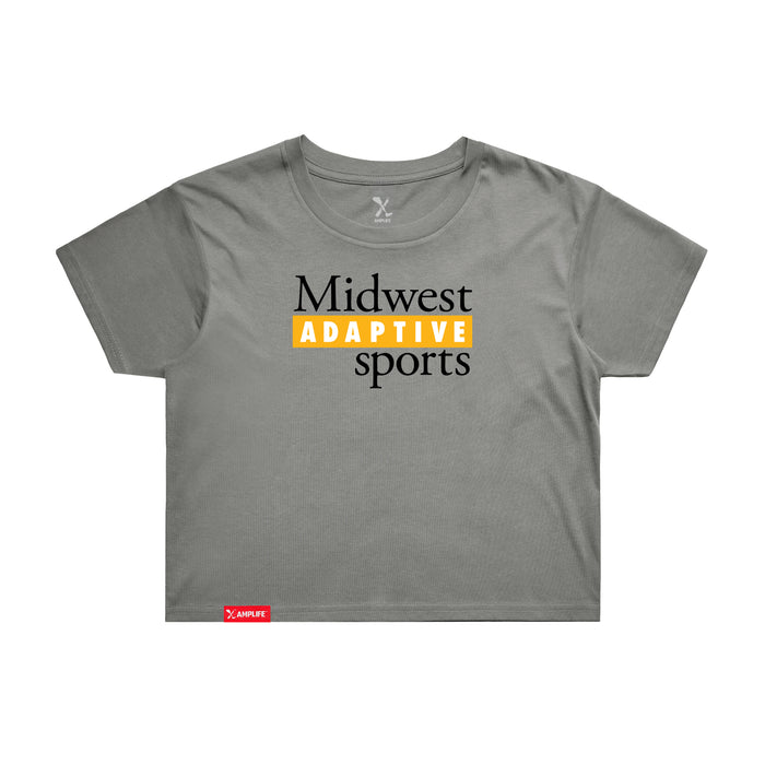 MAS Kansas City Kings Wheelchair Basketball MAS Logo Women's Shadow Crop T-Shirt on a white background