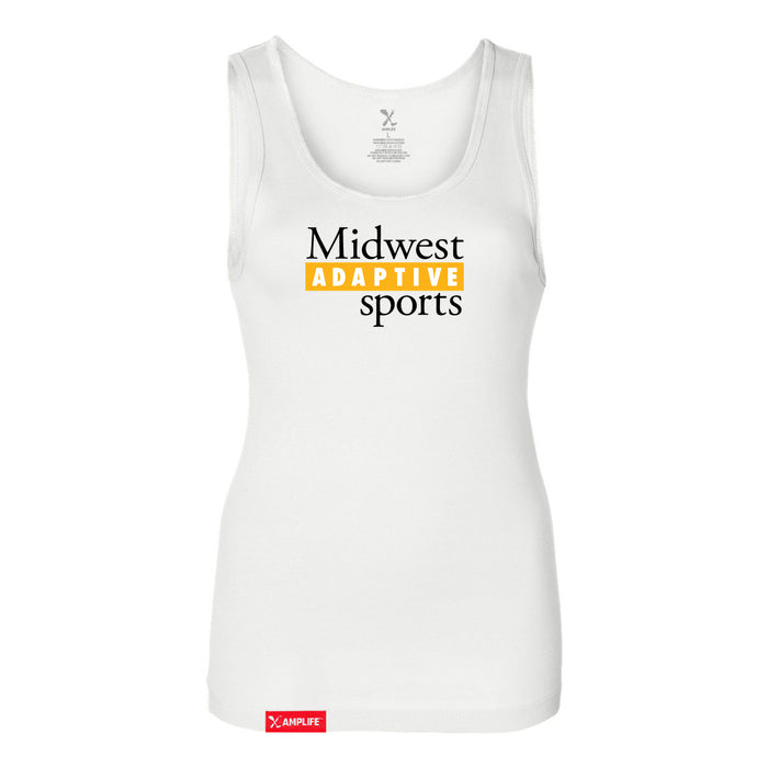 MAS Kansas City Kings Wheelchair Basketball MAS Logo Women's White Slim Micro Rib Tank Top on a white background