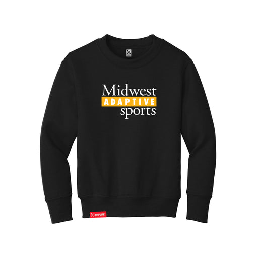 MAS Kansas City Kings Wheelchair Basketball MAS Logo Youth Black Crewneck Sweatshirt on a white background