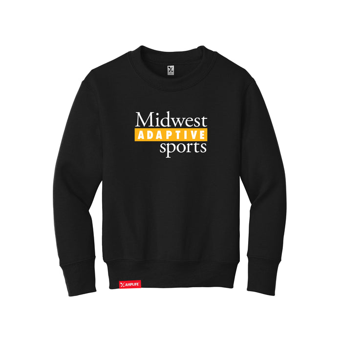 MAS Kansas City Kings Wheelchair Basketball MAS Logo Youth Black Crewneck Sweatshirt on a white background