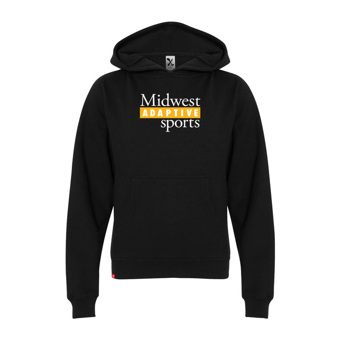 MAS Kansas City Kings Wheelchair Basketball MAS Logo Youth Black Hoodie on a white background