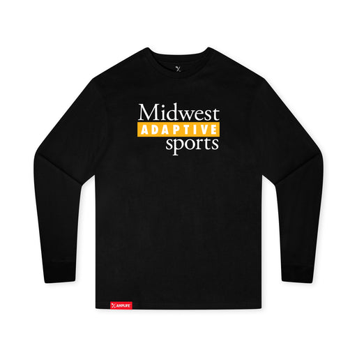 MAS Kansas City Kings Wheelchair Basketball MAS Logo Youth Black Long Sleeve T-Shirt on a white background