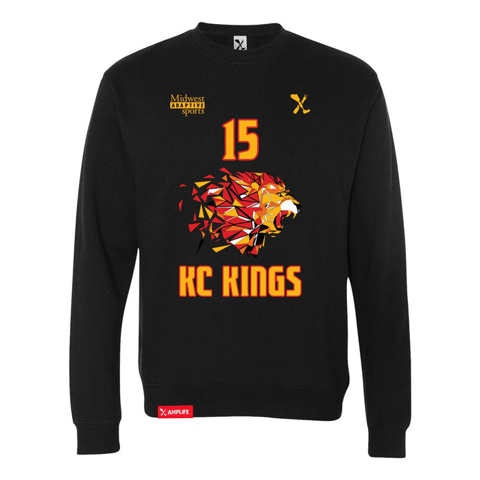 Front angle of the Milo Murphy MAS Kansas City Kings Wheelchair Basketball Amplife Black Crewneck Sweatshirt against a white background