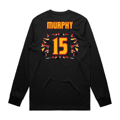 Back angle of the Milo Murphy MAS Kansas City Kings Wheelchair Basketball Amplife Black Long Sleeve T-Shirt against a white background