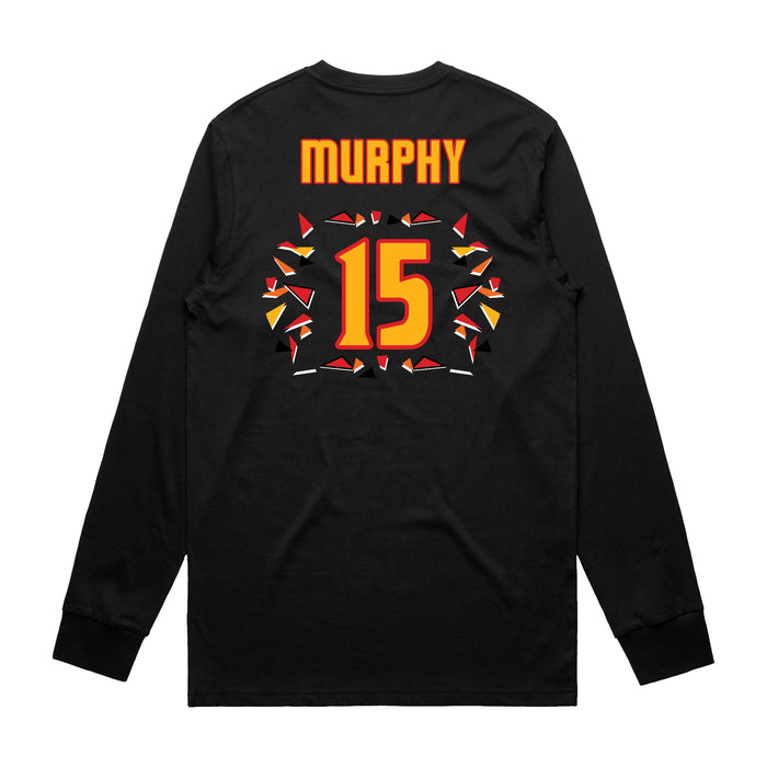 Back angle of the Milo Murphy MAS Kansas City Kings Wheelchair Basketball Amplife Black Long Sleeve T-Shirt against a white background